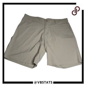 Tasc Performance Mens Bamboo Blend Flat Front Stretch Chino Shorts Beige Size 38